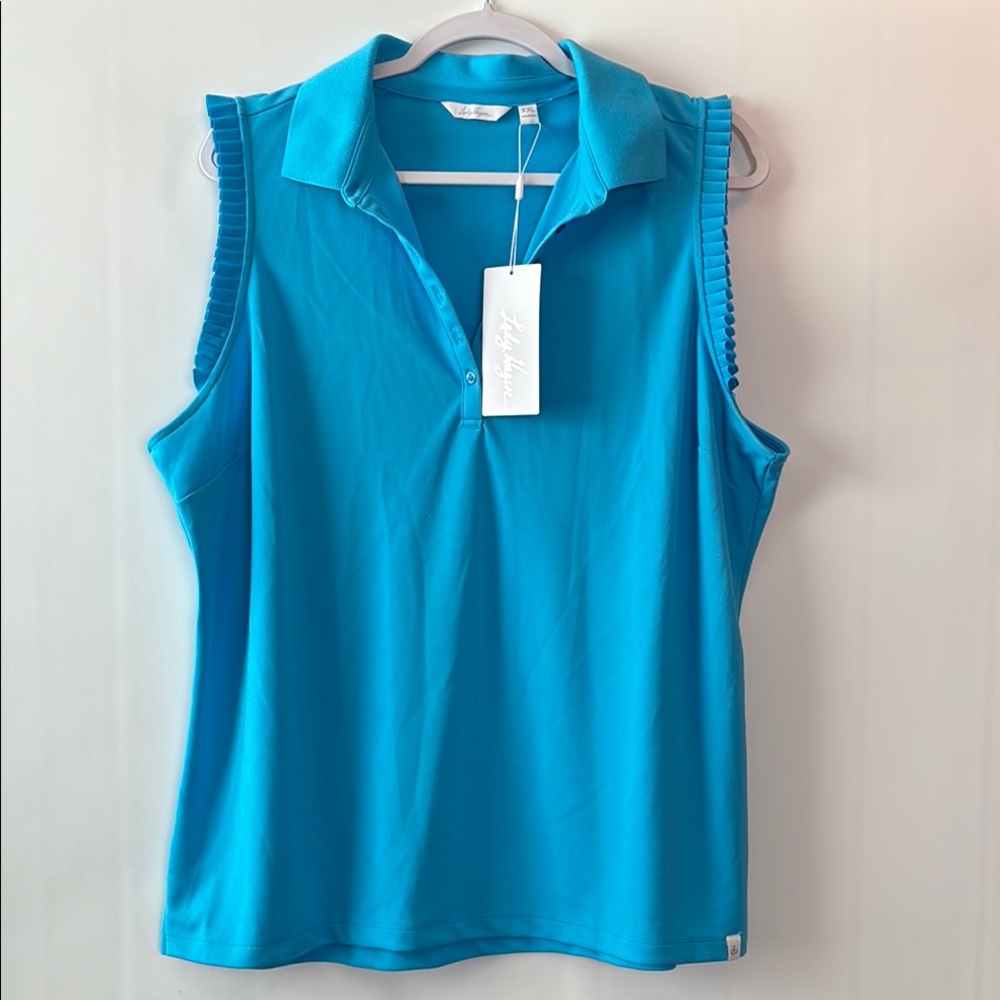 Lady Hagen Blue Sleeveless Polo Top - UPF 50+